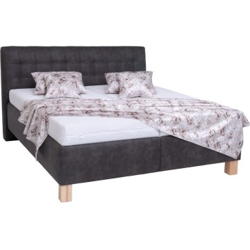 Cama tapizada con espacio de almacenamiento VIOLET 180x200 cm, sin colchón, gris oscuro