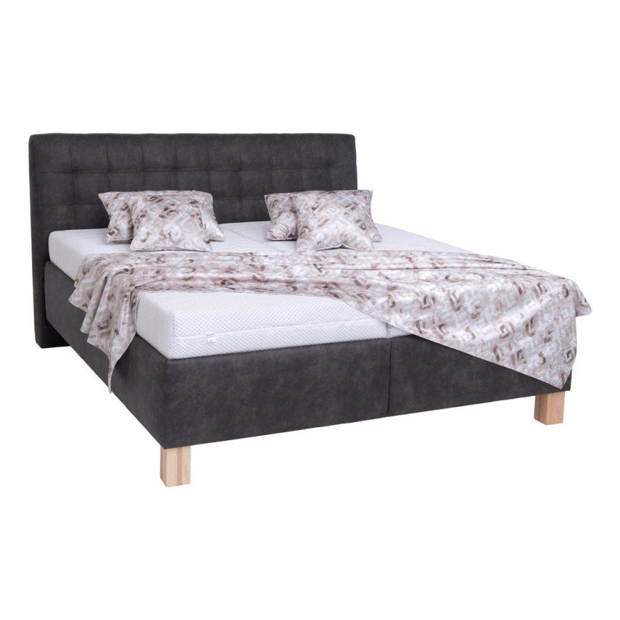 Cama tapizada con espacio de almacenamiento VIOLET 180x200 cm, sin colchón, gris oscuro