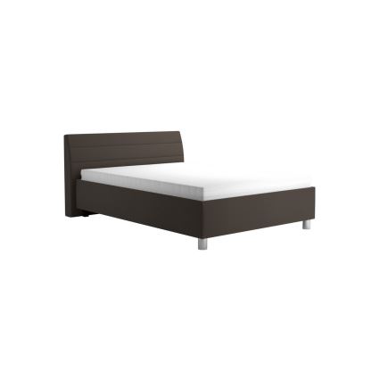 Cama tapizada con espacio de almacenamiento y colchón DALMA 140x200 cm, gris/marrón