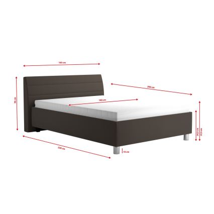 Cama tapizada con espacio de almacenamiento y colchón DALMA 140x200 cm, gris/marrón