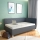 Cama tapizada con espacio de almacenamiento y colchón EMILE 110x200 cm gris