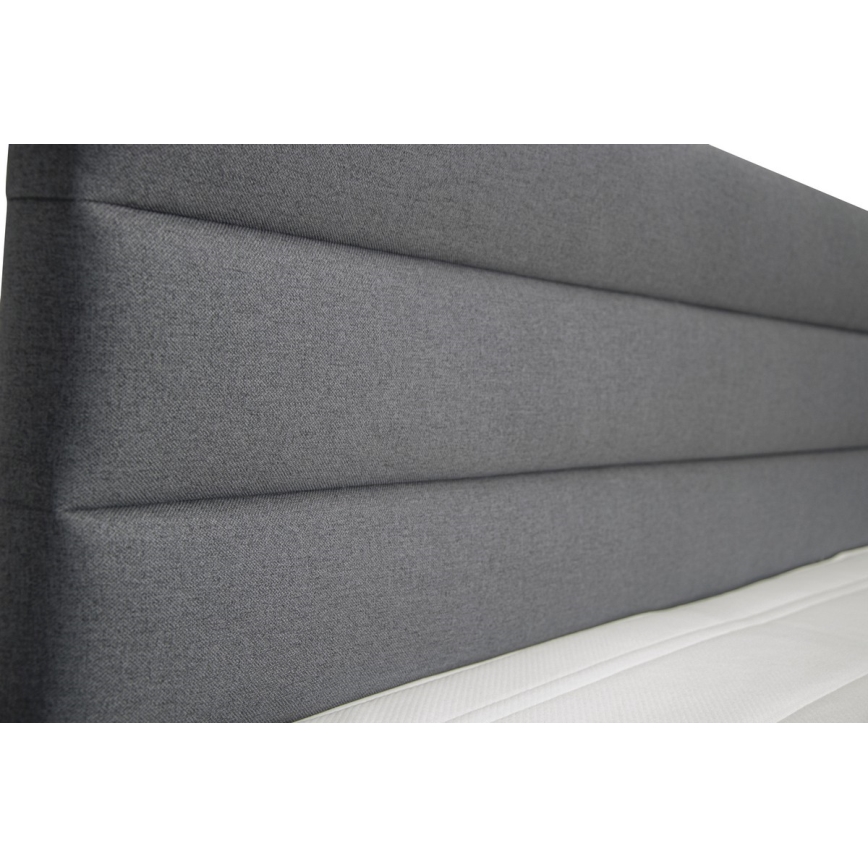 Cama tapizada con amplio espacio de almacenamiento y colchones con sobrecolchón NEW BOLERO 180x200 cm gris