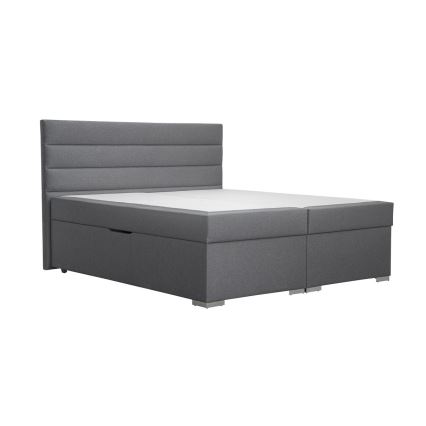 Cama tapizada con un espacio de almacenamiento y colchón con un topper NEW BOLERO 160x200 cm gris