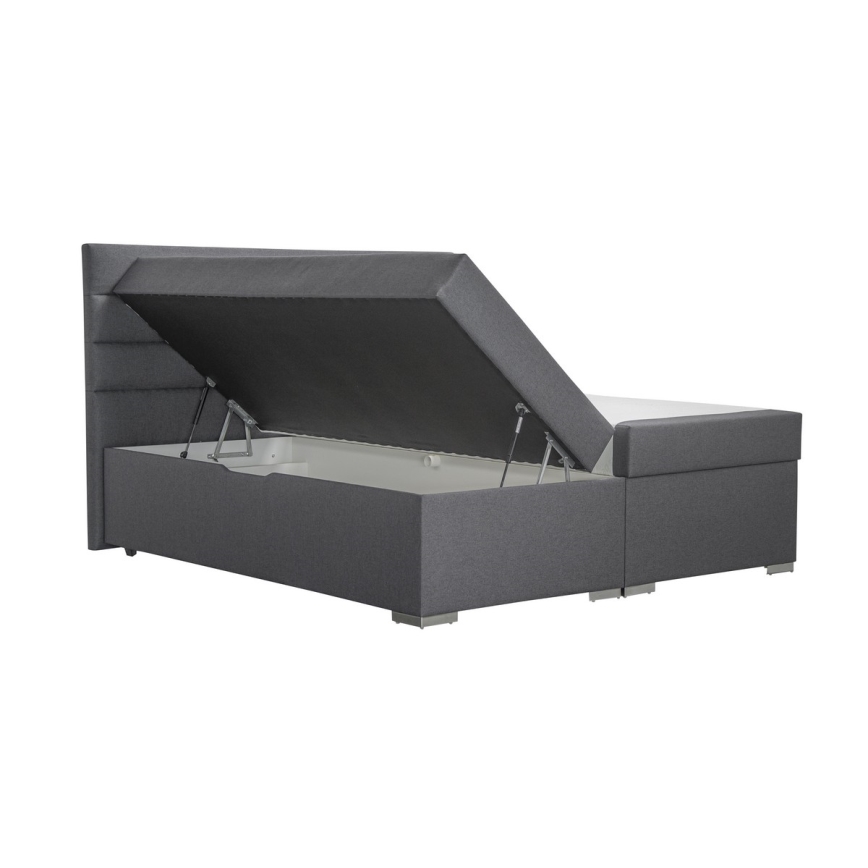Cama tapizada con un espacio de almacenamiento y colchón con topper NEW BOLERO 180x200 cm gris
