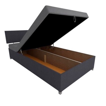 Cama diván tapizada DALLAS 108x205 cm, con ajuste de posición y espacio de almacenamiento, gris/antracita