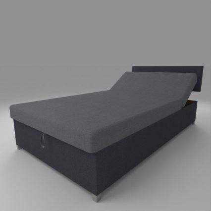 Cama diván tapizada DALLAS 108x205 cm, con ajuste de posición y espacio de almacenamiento, gris/antracita