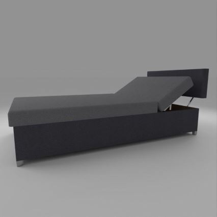 Cama diván tapizada DALLAS 108x205 cm, con ajuste de posición y espacio de almacenamiento, gris/antracita