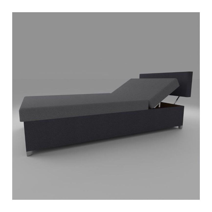 Cama diván tapizada DALLAS 108x205 cm, con ajuste de posición y espacio de almacenamiento, gris/antracita