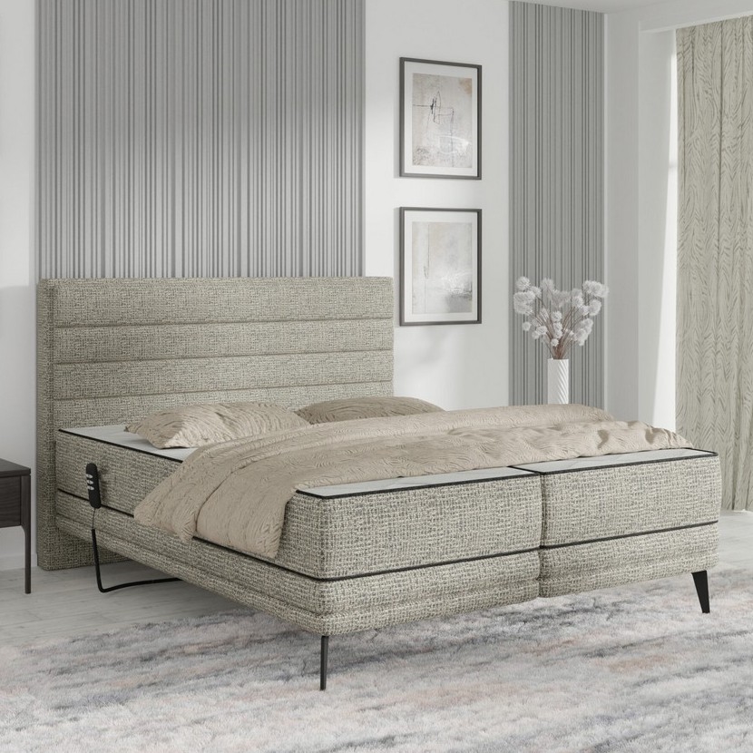 Cama tapizada eléctrica ajustable con colchones MILA 160x200 cm gris