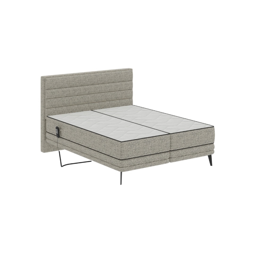 Cama tapizada eléctrica ajustable con colchones MILA 160x200 cm gris