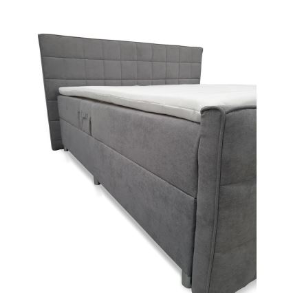 Cama tapizada eléctrica ajustable HELEN 180x200 cm, con colchones y topper, gris