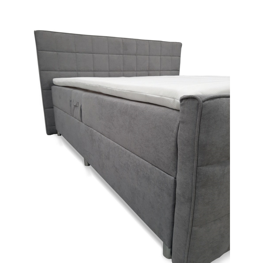Cama tapizada eléctrica ajustable HELEN 180x200 cm, con colchones y topper, gris