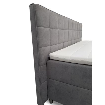 Cama tapizada eléctrica ajustable HELEN 180x200 cm, con colchones y topper, gris