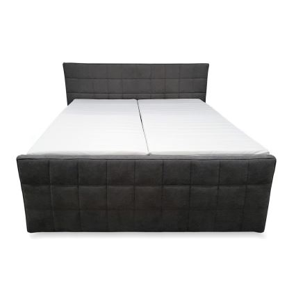 Cama tapizada eléctrica ajustable HELEN 180x200 cm, con colchones y topper, gris