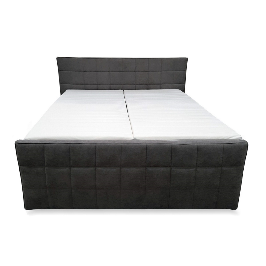 Cama tapizada eléctrica ajustable HELEN 180x200 cm, con colchones y topper, gris