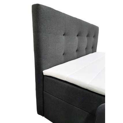 Cama tapizada EMBER 180x200 cm con colchones, sobrecolchón y almacenamiento integrado — antracita