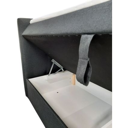 Cama tapizada EMBER 180x200 cm con colchones, sobrecolchón y almacenamiento integrado — antracita