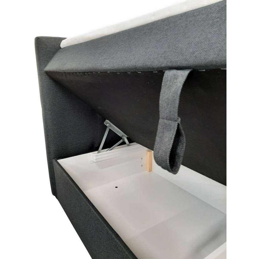 Cama tapizada EMBER 180x200 cm con colchones, sobrecolchón y almacenamiento integrado — antracita