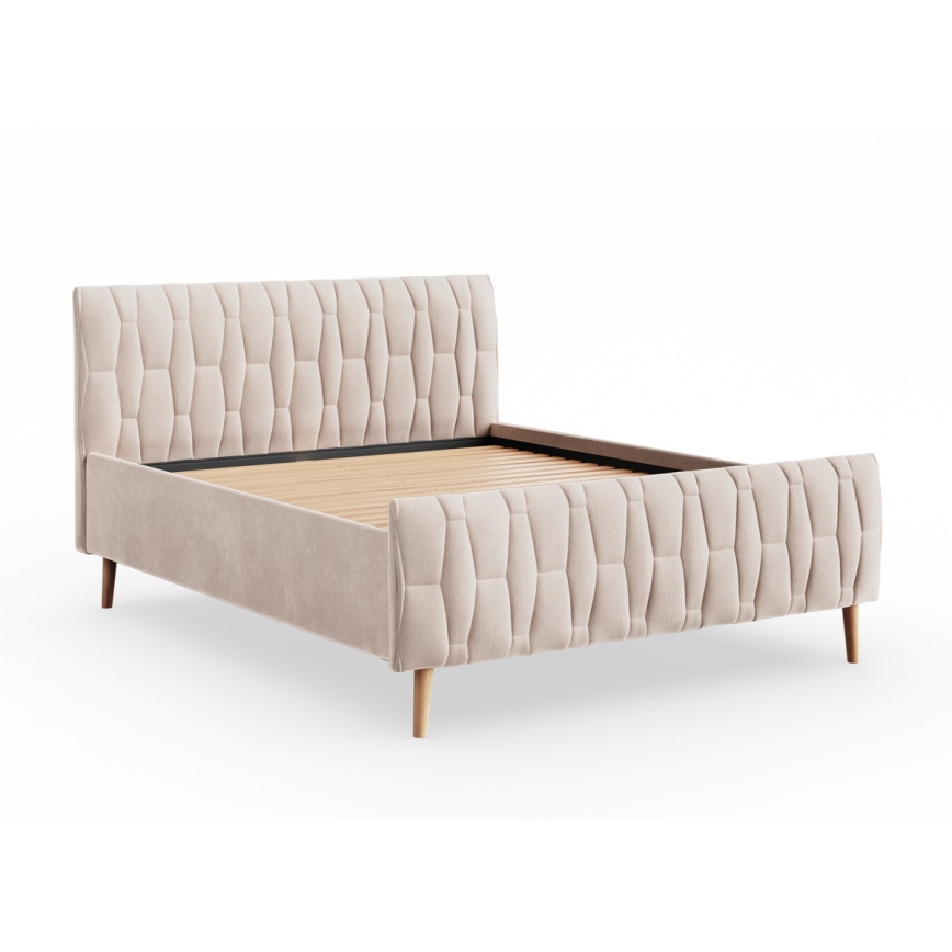 Cama tapizada FLORA 180x200 cm sin colchón, beige