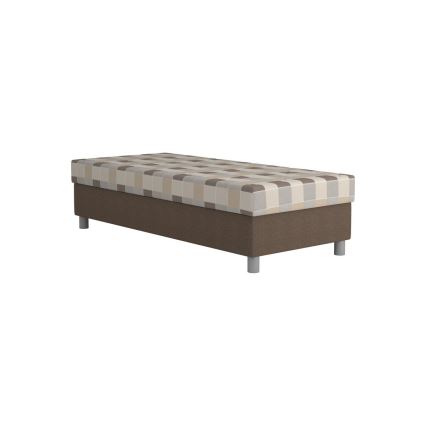 Cama tapizada GEORGE 90x200 cm con arcón y colchón, marrón