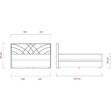 Cama tapizada con colchones y espacio de almacenamiento GINA 140x200 cm beige