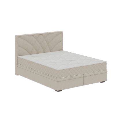 Cama tapizada GINA 160x200 cm con colchones y arcón, beige