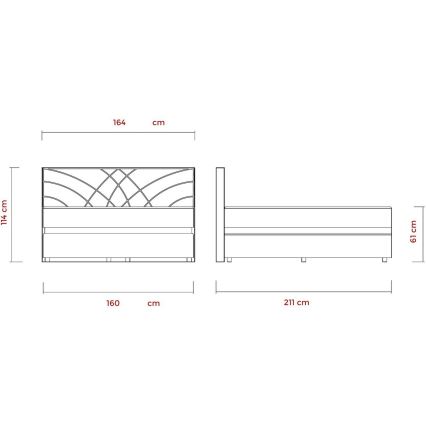 Cama tapizada con colchones y espacio de almacenamiento GINA 160x200 cm beige