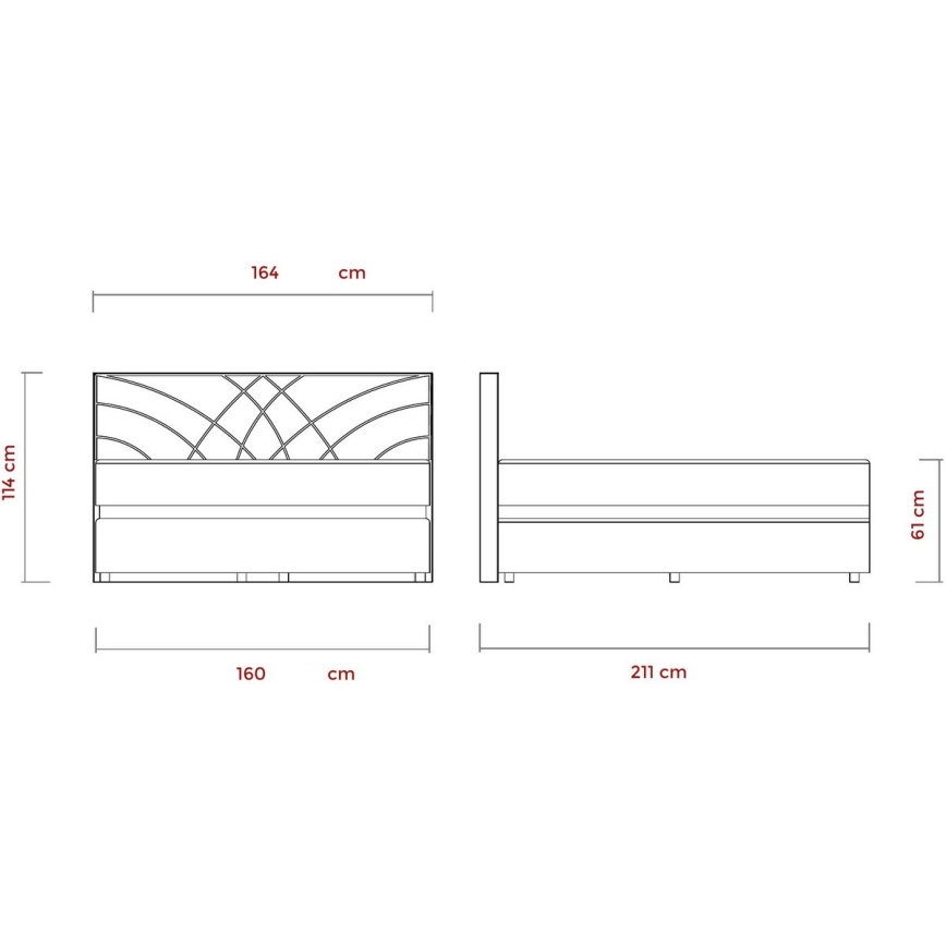 Cama tapizada con colchones y espacio de almacenamiento GINA 160x200 cm beige