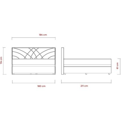 Cama tapizada GINA 180x200 cm con colchones y espacio de almacenamiento, color beige
