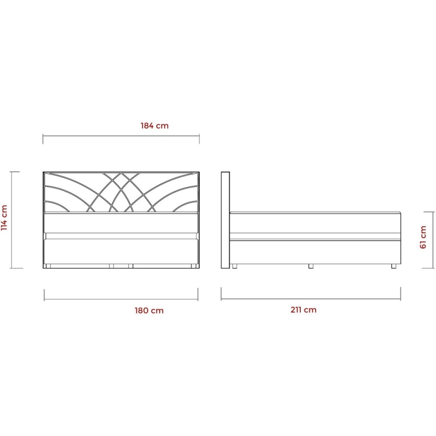 Cama tapizada GINA 180x200 cm con colchones y espacio de almacenamiento, color beige