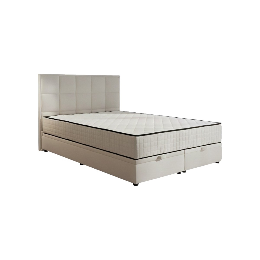 Cama tapizada GRACE 180x200 cm con colchones y espacio de almacenamiento beige