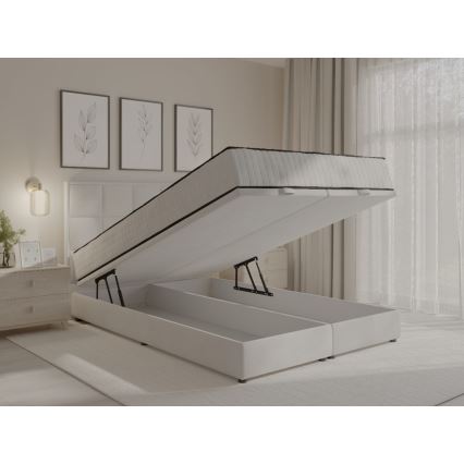 Cama tapizada GRACE 180x200 cm con colchones y espacio de almacenamiento, gris