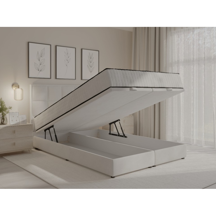 Cama tapizada GRACE 180x200 cm con colchones y espacio de almacenamiento, gris