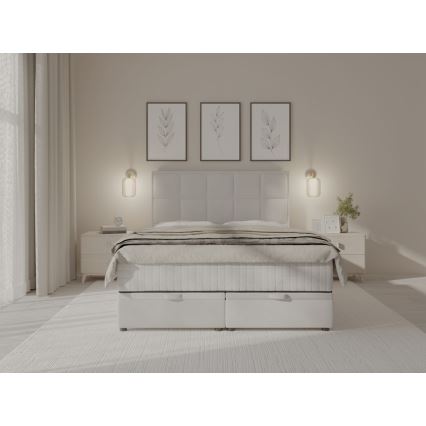 Cama tapizada GRACE 180x200 cm con colchones y espacio de almacenamiento, gris
