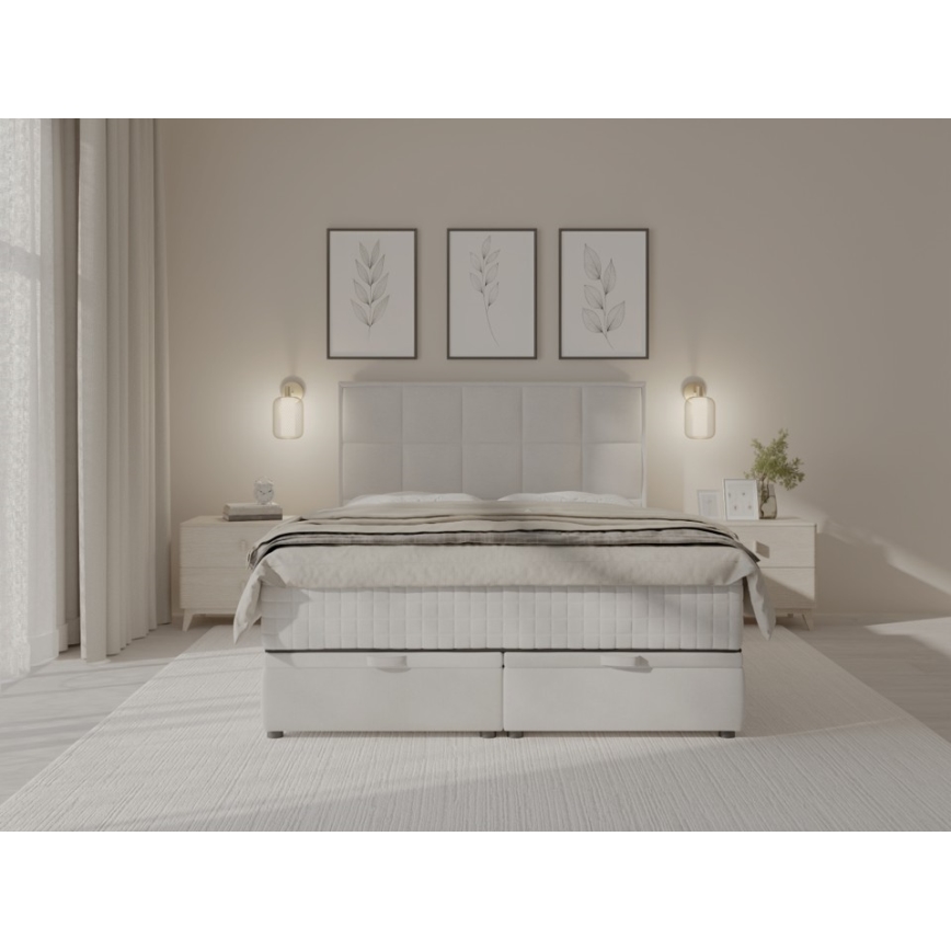 Cama tapizada GRACE 180x200 cm con colchones y espacio de almacenamiento, gris