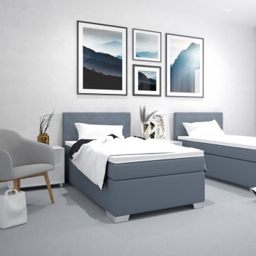 Cama tapizada IDA con colchón, 90 x 200 cm, azul