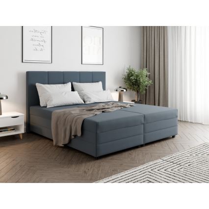 Cama tapizada ISABEL 160x200 con colchón de muelles y espacio de almacenamiento, gris
