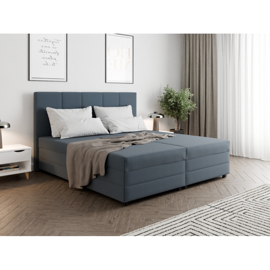 Cama tapizada ISABEL 160x200 con colchón de muelles y espacio de almacenamiento, gris