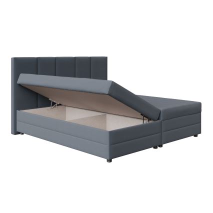 Cama tapizada ISABEL 160x200 con colchón de muelles y espacio de almacenamiento, gris