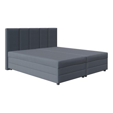 Cama tapizada ISABEL 180x200 con colchón de muelles y arcón de almacenamiento, gris