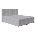 Cama tapizada ISABEL 180x200 gris claro con colchón de muelles y práctico arcón de almacenamiento
