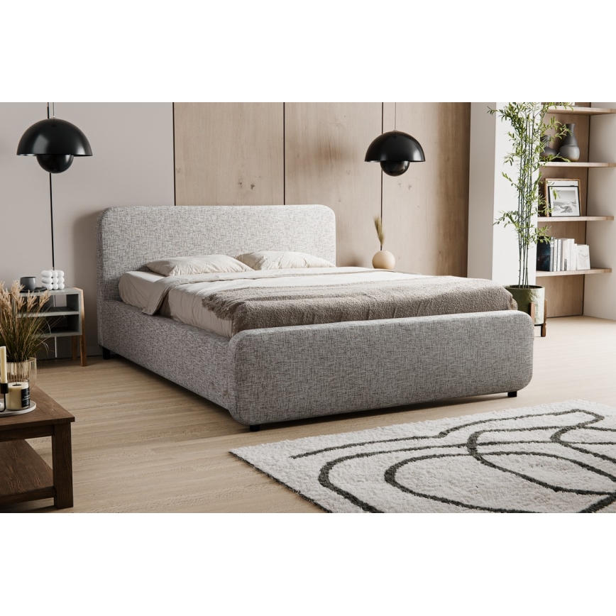 Cama tapizada LAJLA 180x200 cm, sin colchón, beige