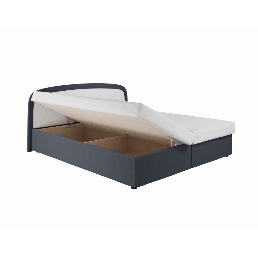 Cama tapizada MALIA 160x200 con colchón de muelles y amplio espacio de almacenamiento, gris