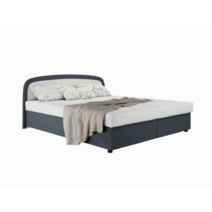 Cama tapizada MALIA 160x200 con colchón de muelles y amplio espacio de almacenamiento, gris