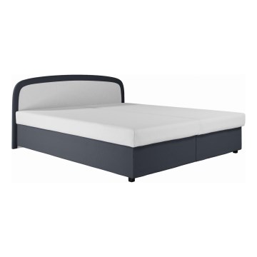 Cama tapizada MALIA 160x200 con colchón de muelles y canapé abatible, gris
