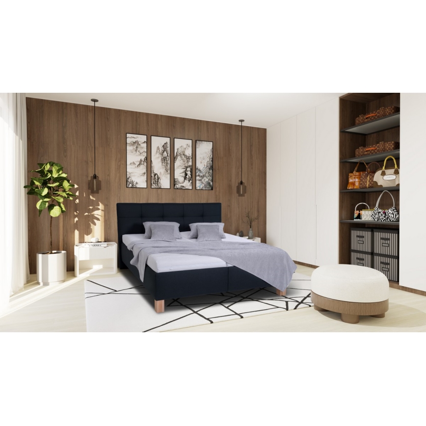 Cama tapizada MARIA 160x200 cm con almacenaje integrado, sin colchón, en elegante antracita