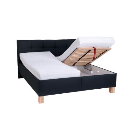 Cama tapizada MARIA 160x200 cm con almacenaje integrado, sin colchón, en elegante antracita