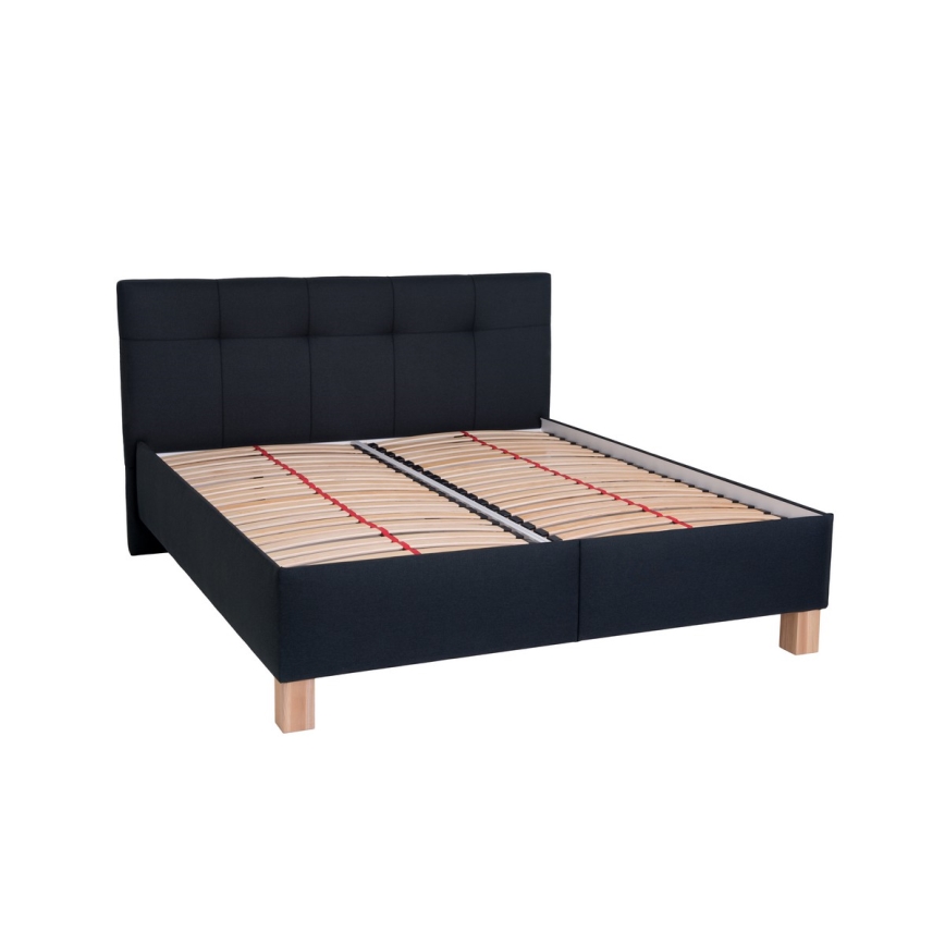 Cama tapizada MARIA 160x200 cm con almacenaje integrado, sin colchón, en elegante antracita
