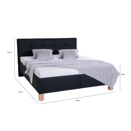 Cama tapizada MARIA 160x200 cm con almacenaje integrado, sin colchón, en elegante antracita