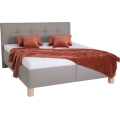 Cama tapizada MARIA 160x200 cm con amplio espacio de almacenamiento, sin colchón, color topo